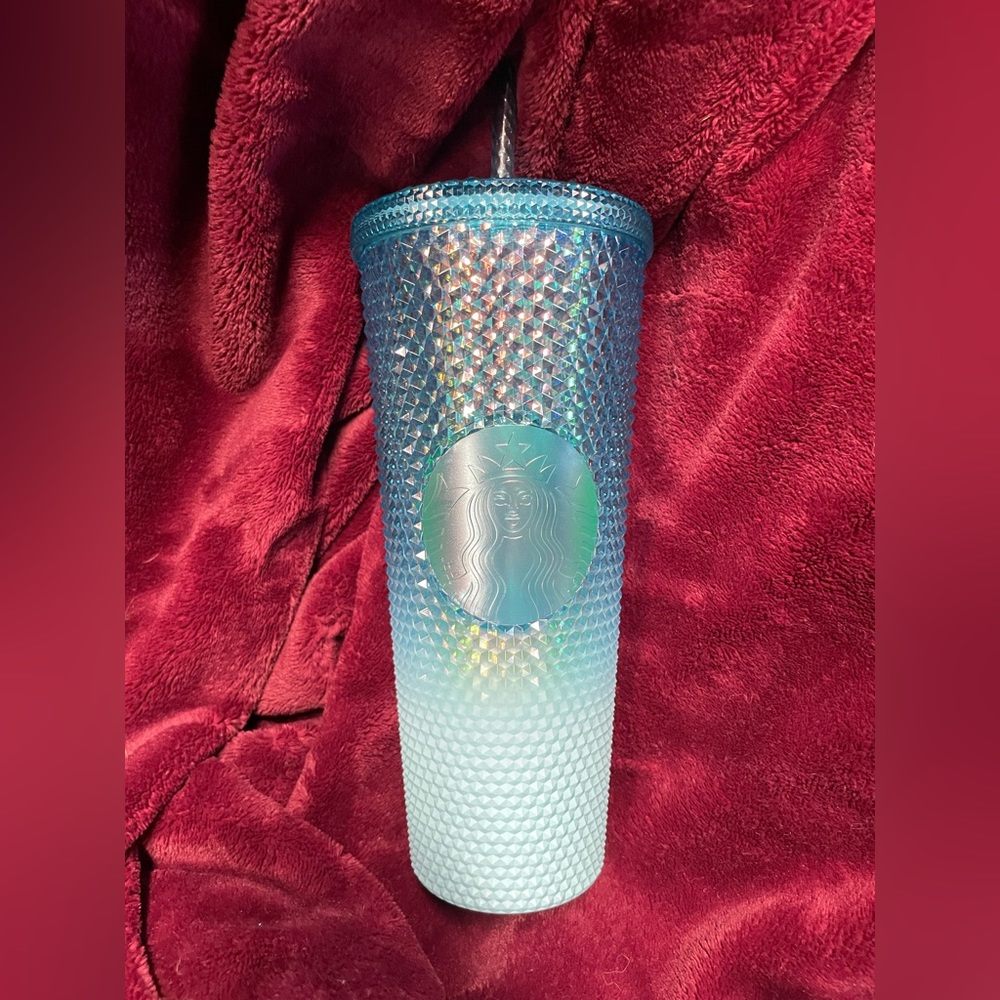 BNWT NEW 2023 Venti Starbucks Blue Glacier Gradient Ombré Studded Tumbler